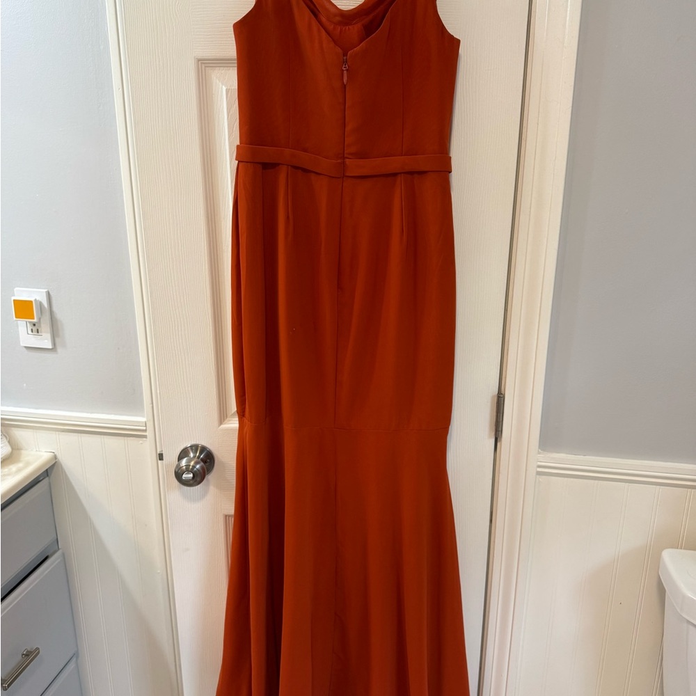 Azazie Summer Rust Orange Sleeveless High-Low Gown - Picture 2 of 5